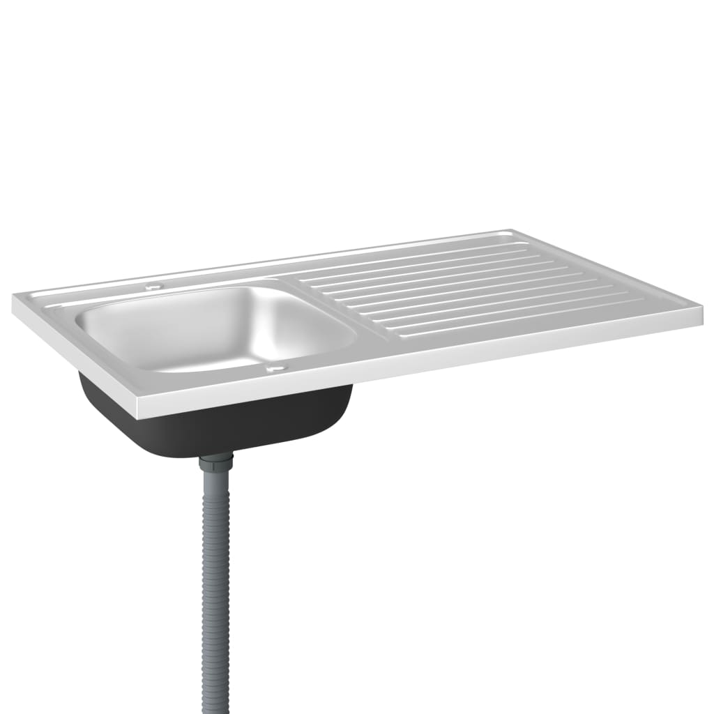Spüle mit Abtropffläche Set Silbern 1000x600x155 mm Edelstahl - Premium Küchenspülen & Spülbecken - Just €201.72! Shop now at homesales4u