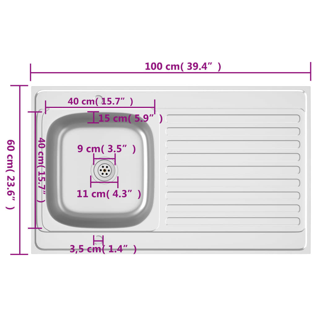 Spüle mit Abtropffläche Set Silbern 1000x600x155 mm Edelstahl - Premium Küchenspülen & Spülbecken - Just €201.72! Shop now at homesales4u