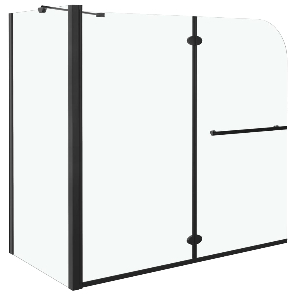 Badewannenaufsatz 2-fach Faltbar ESG 120x68x130 cm Schwarz - Premium Duschkabinen & -türen - Just €306.90! Shop now at homesales4u
