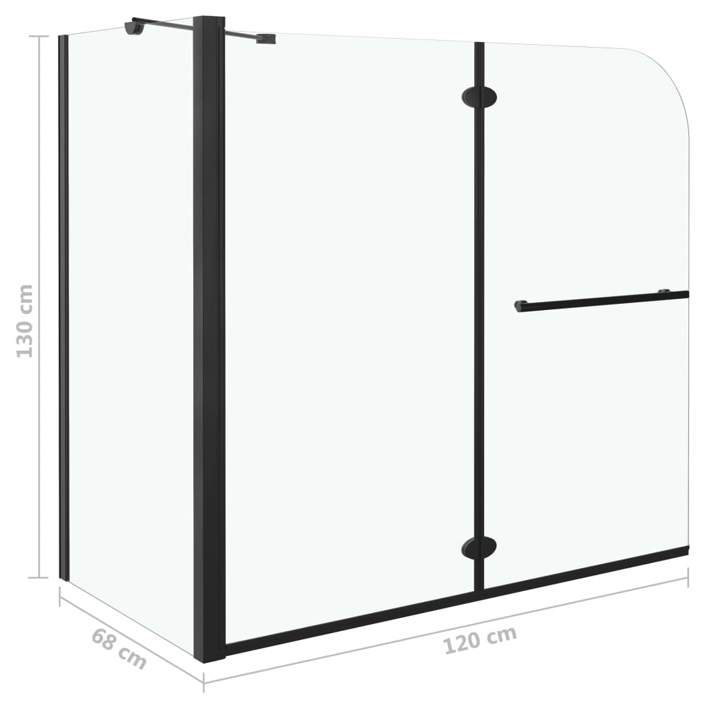 Badewannenaufsatz 2-fach Faltbar ESG 120x68x130 cm Schwarz - Premium Duschkabinen & -türen - Just €306.90! Shop now at homesales4u