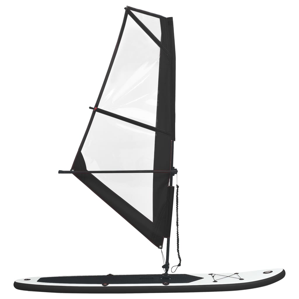 Aufblasbares SUP-Board mit Segel Set Schwarz und Weiß - Premium Paddelboards - Just €793.29! Shop now at homesales4u