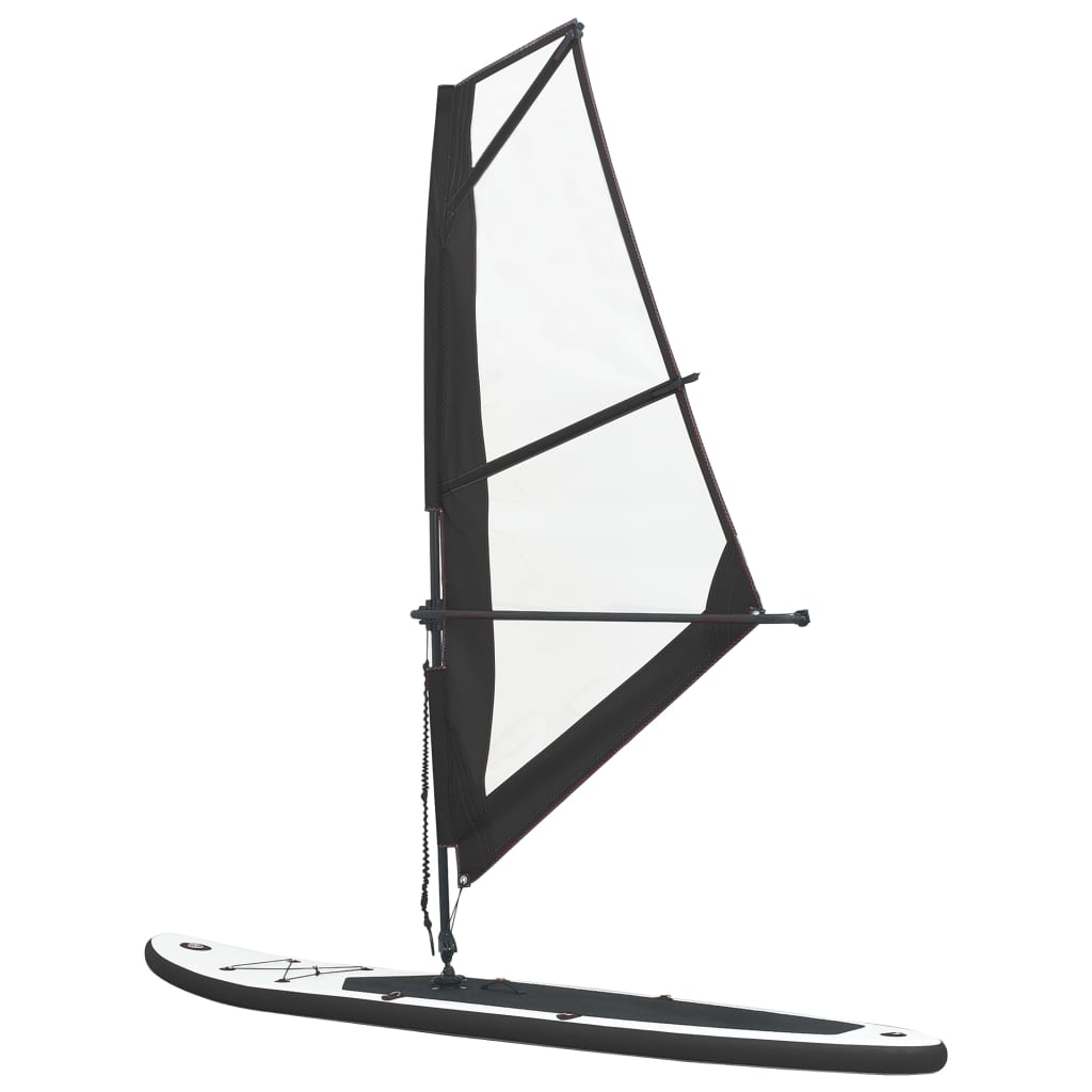 Aufblasbares SUP-Board mit Segel Set Schwarz und Weiß - Premium Paddelboards - Just €793.29! Shop now at homesales4u