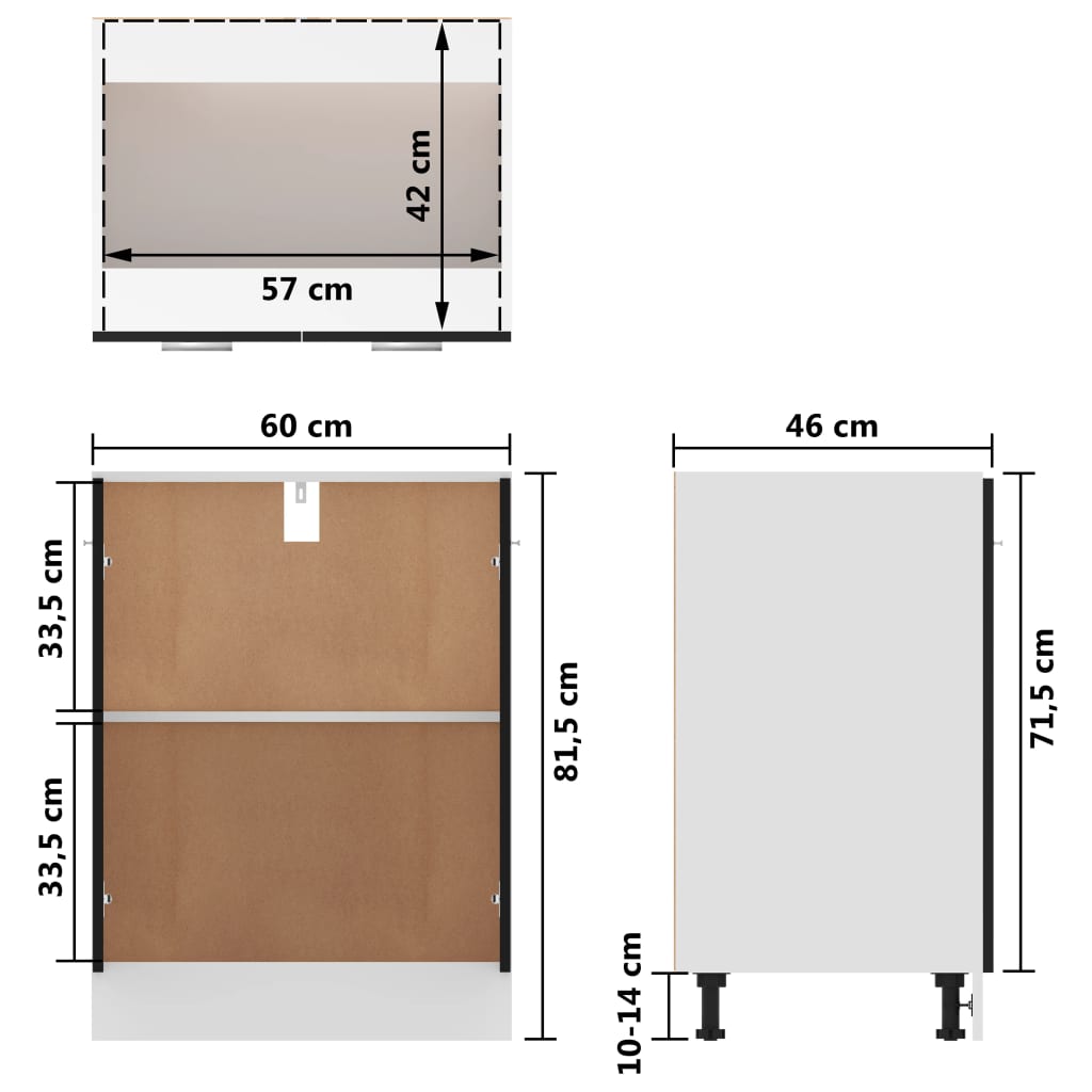 Unterschrank Lyon Schwarz 60x46x81,5 cm Holzwerkstoff - Premium Küchenschränke - Just €116.21! Shop now at homesales4u