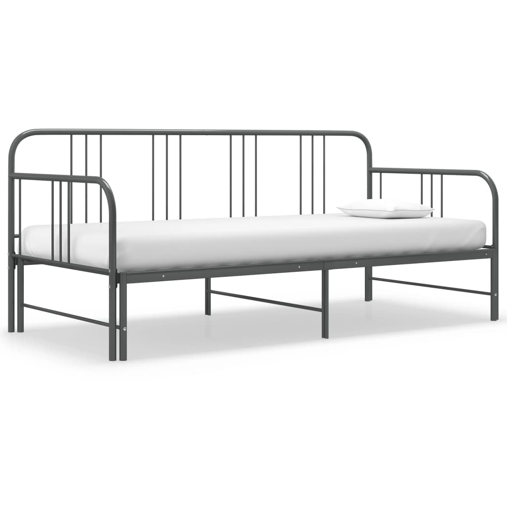 Ausziehsofa Bettgestell Grau Metall 90x200 cm - Premium Betten & Bettgestelle - Just €174! Shop now at homesales4u