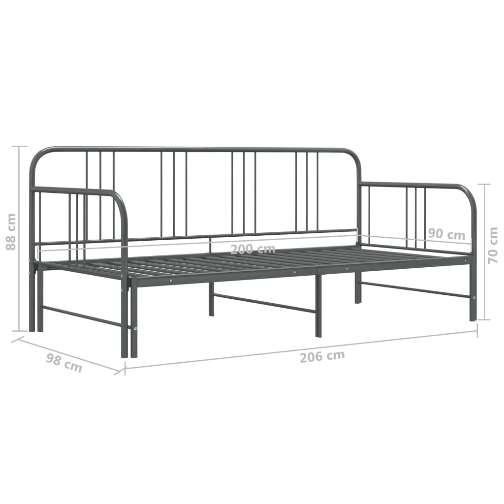 Ausziehsofa Bettgestell Grau Metall 90x200 cm - Premium Betten & Bettgestelle - Just €174! Shop now at homesales4u