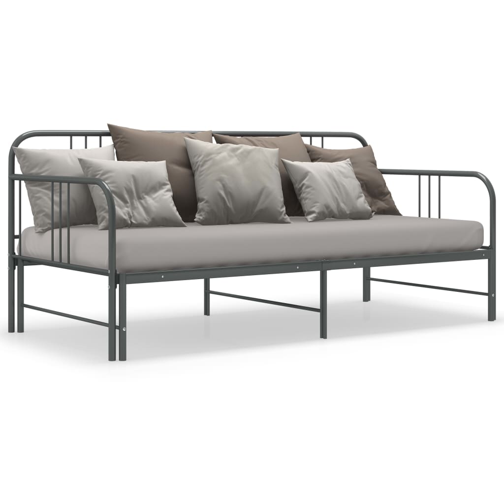 Ausziehsofa Bettgestell Grau Metall 90x200 cm - Premium Betten & Bettgestelle - Just €174! Shop now at homesales4u