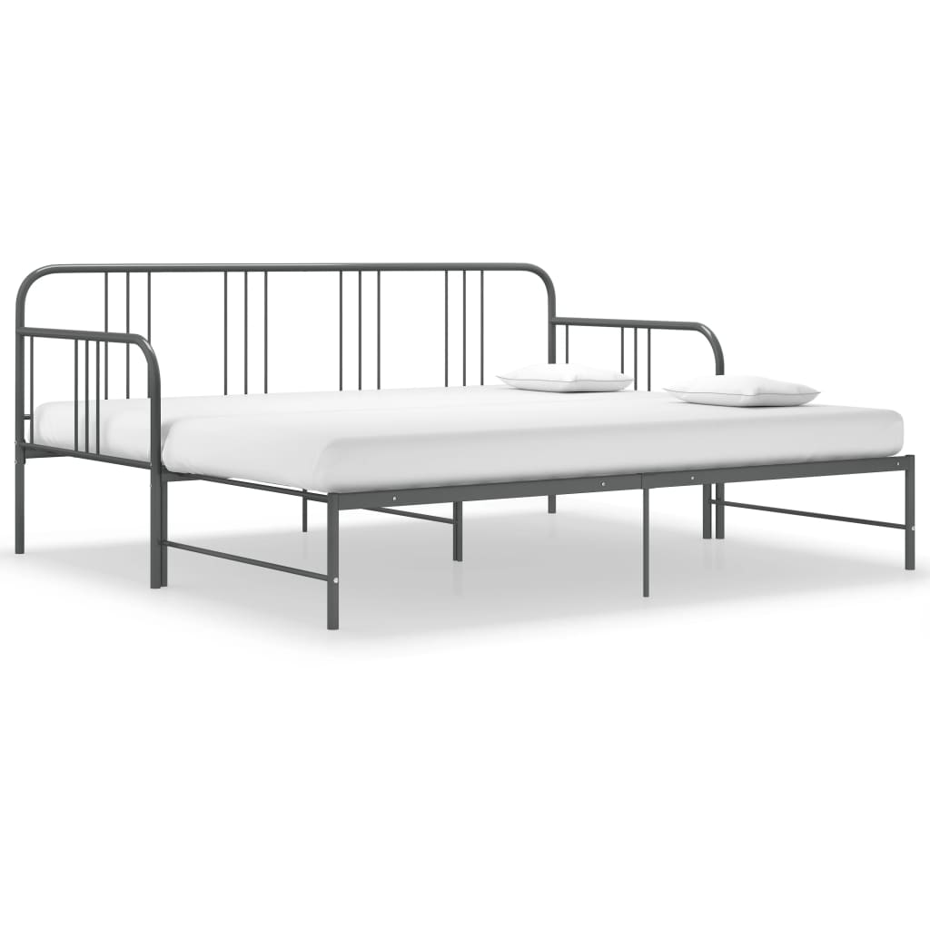 Ausziehsofa Bettgestell Grau Metall 90x200 cm - Premium Betten & Bettgestelle - Just €174! Shop now at homesales4u