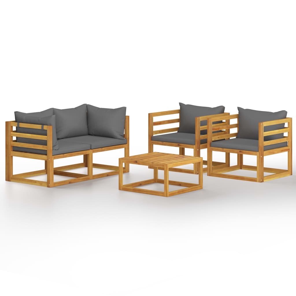 5-tlg. Garten-Lounge-Set mit Auflagen Massivholz Akazie - Premium Gartenmöbel-Sets - Just €618.71! Shop now at homesales4u