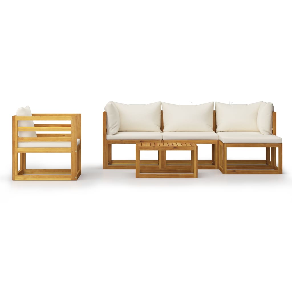 6-tlg. Garten-Lounge-Set mit Auflagen Creme Massivholz Akazie - Premium Gartenmöbel-Sets - Just €687.26! Shop now at homesales4u