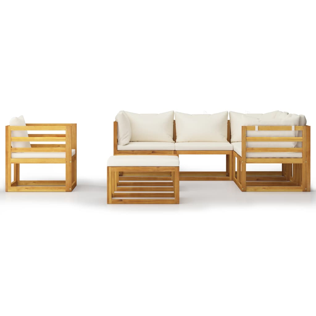 8-tlg. Garten-Lounge-Set mit Auflagen Creme Massivholz Akazie - Premium Gartenmöbel-Sets - Just €954.09! Shop now at homesales4u