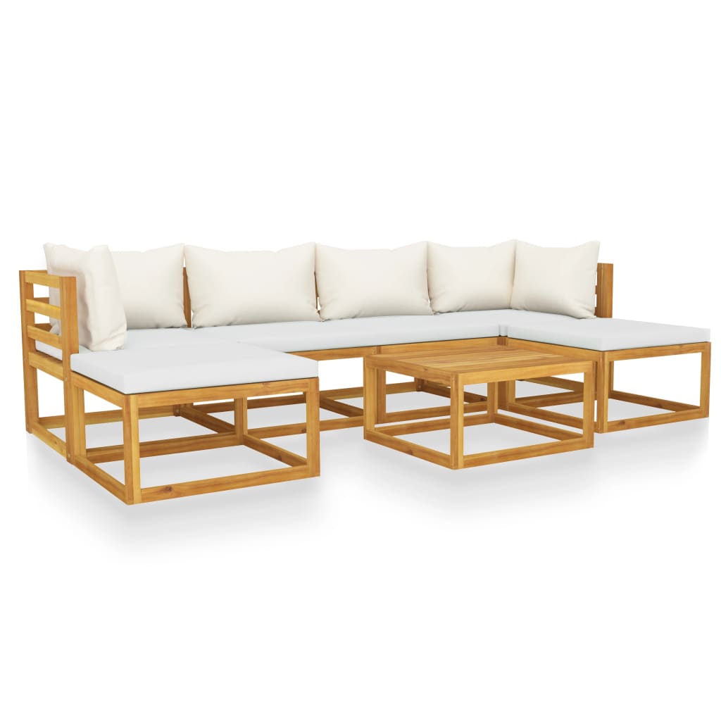 7-tlg. Garten-Lounge-Set mit Auflagen Creme Massivholz Akazie - Premium Gartenmöbel-Sets - Just €822.83! Shop now at homesales4u