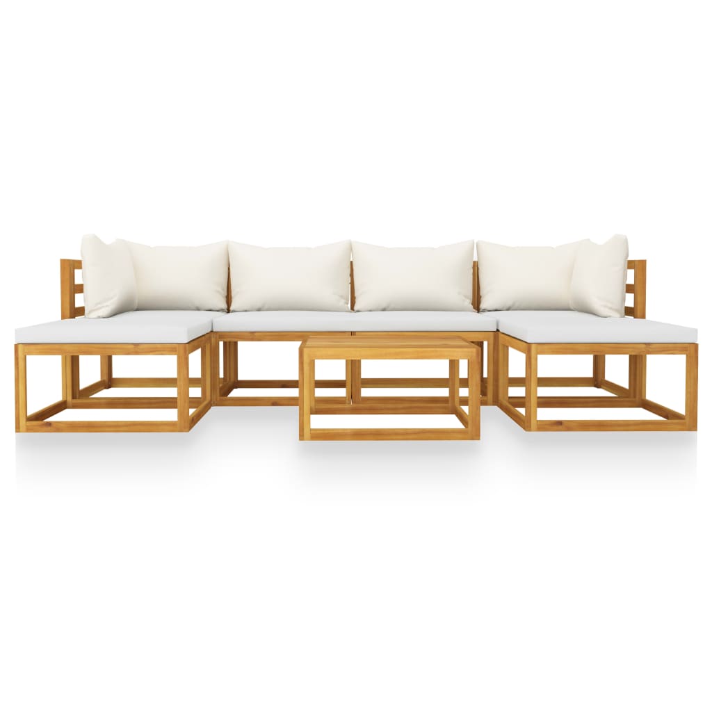 7-tlg. Garten-Lounge-Set mit Auflagen Creme Massivholz Akazie - Premium Gartenmöbel-Sets - Just €822.83! Shop now at homesales4u