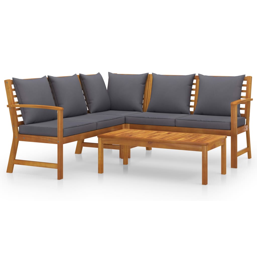 4-tlg. Garten-Lounge-Set mit Auflagen Massivholz Akazie - Premium Gartenmöbel-Sets - Just €664.68! Shop now at homesales4u