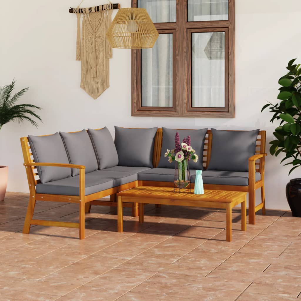 4-tlg. Garten-Lounge-Set mit Auflagen Massivholz Akazie - Premium Gartenmöbel-Sets - Just €664.68! Shop now at homesales4u
