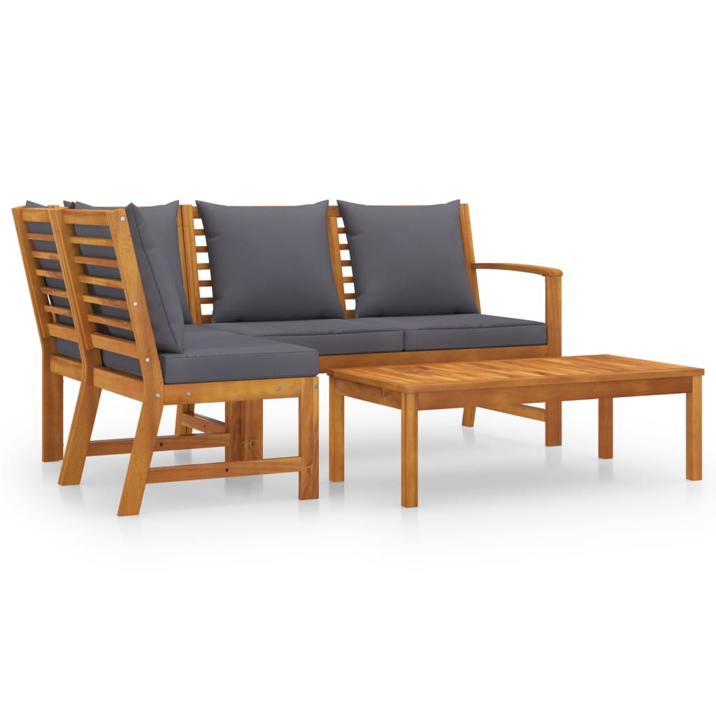 4-tlg. Garten-Lounge-Set mit Auflagen Massivholz Akazie - Premium Gartenmöbel-Sets - Just €561.86! Shop now at homesales4u