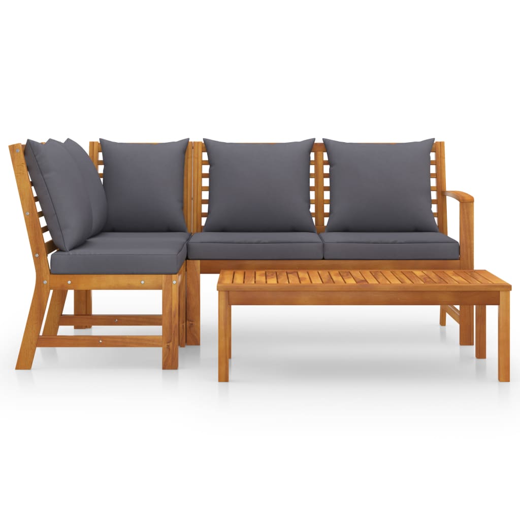 4-tlg. Garten-Lounge-Set mit Auflagen Massivholz Akazie - Premium Gartenmöbel-Sets - Just €561.86! Shop now at homesales4u