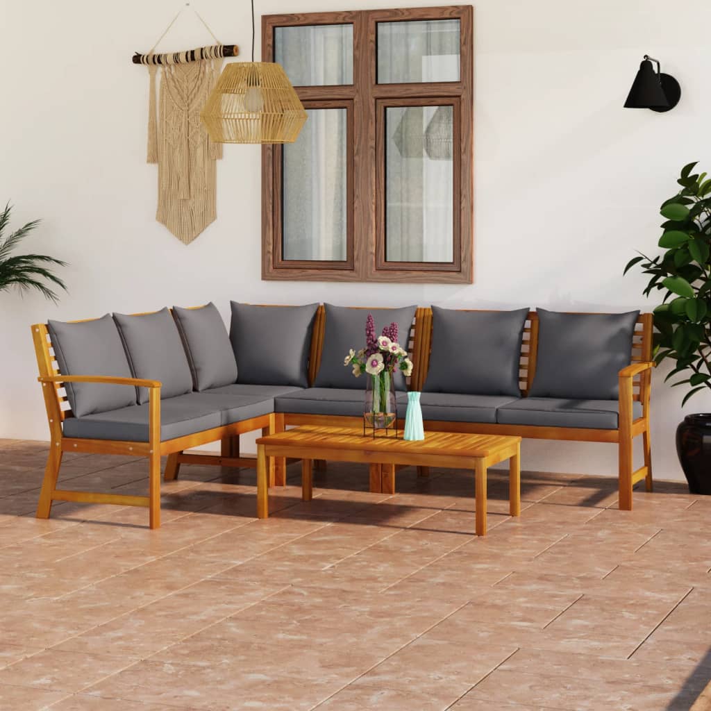 5-tlg. Garten-Lounge-Set mit Auflagen Massivholz Akazie - Premium Gartenmöbel-Sets - Just €760.97! Shop now at homesales4u