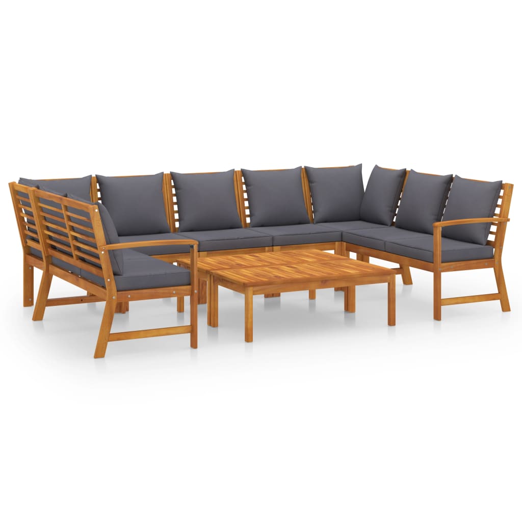 9-tlg. Garten-Lounge-Set mit Auflagen Massivholz Akazie - Premium Gartenmöbel-Sets - Just €1210.87! Shop now at homesales4u