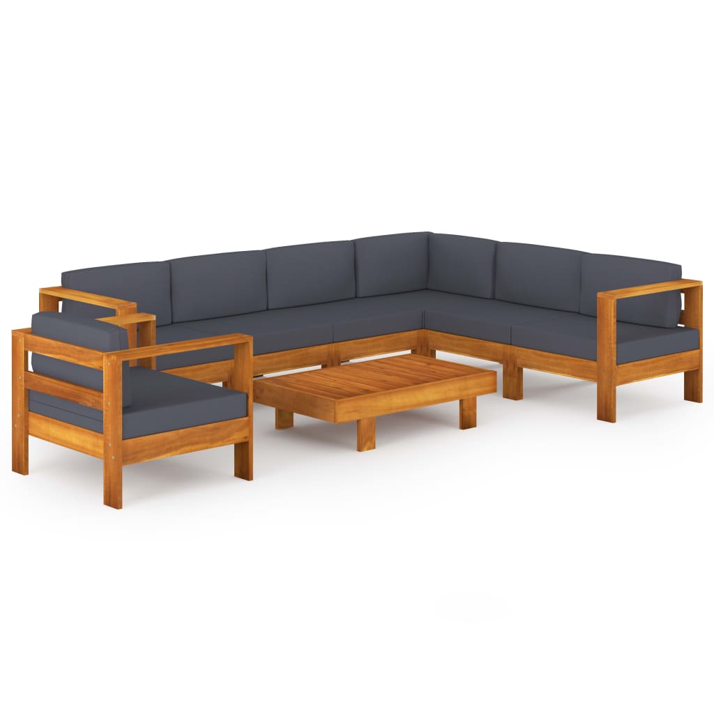 8-tlg. Garten-Lounge-Set mit Dunkelgrauen Auflagen Akazienholz - Premium Gartenmöbel-Sets - Just €1346.88! Shop now at homesales4u