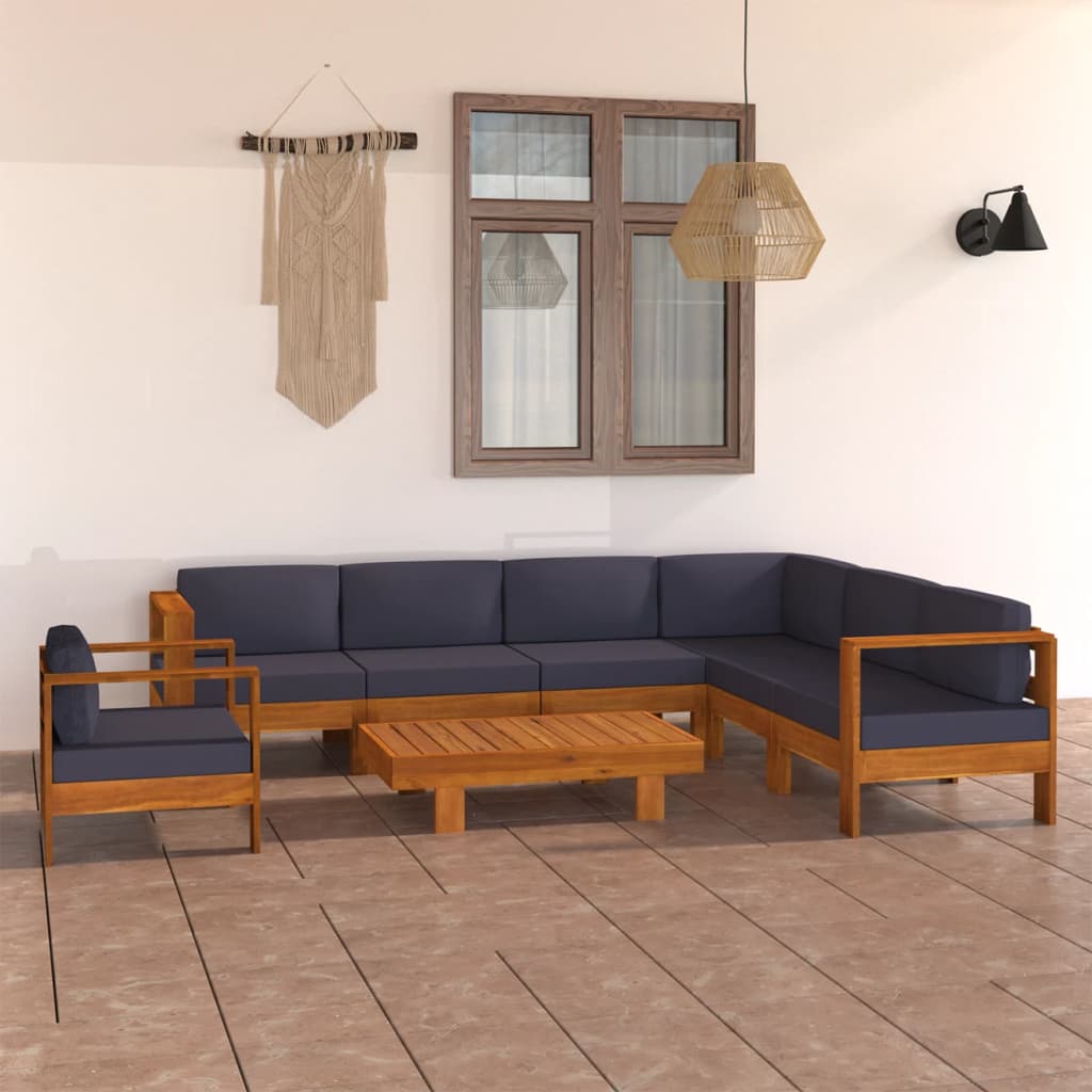 8-tlg. Garten-Lounge-Set mit Dunkelgrauen Auflagen Akazienholz - Premium Gartenmöbel-Sets - Just €1346.88! Shop now at homesales4u