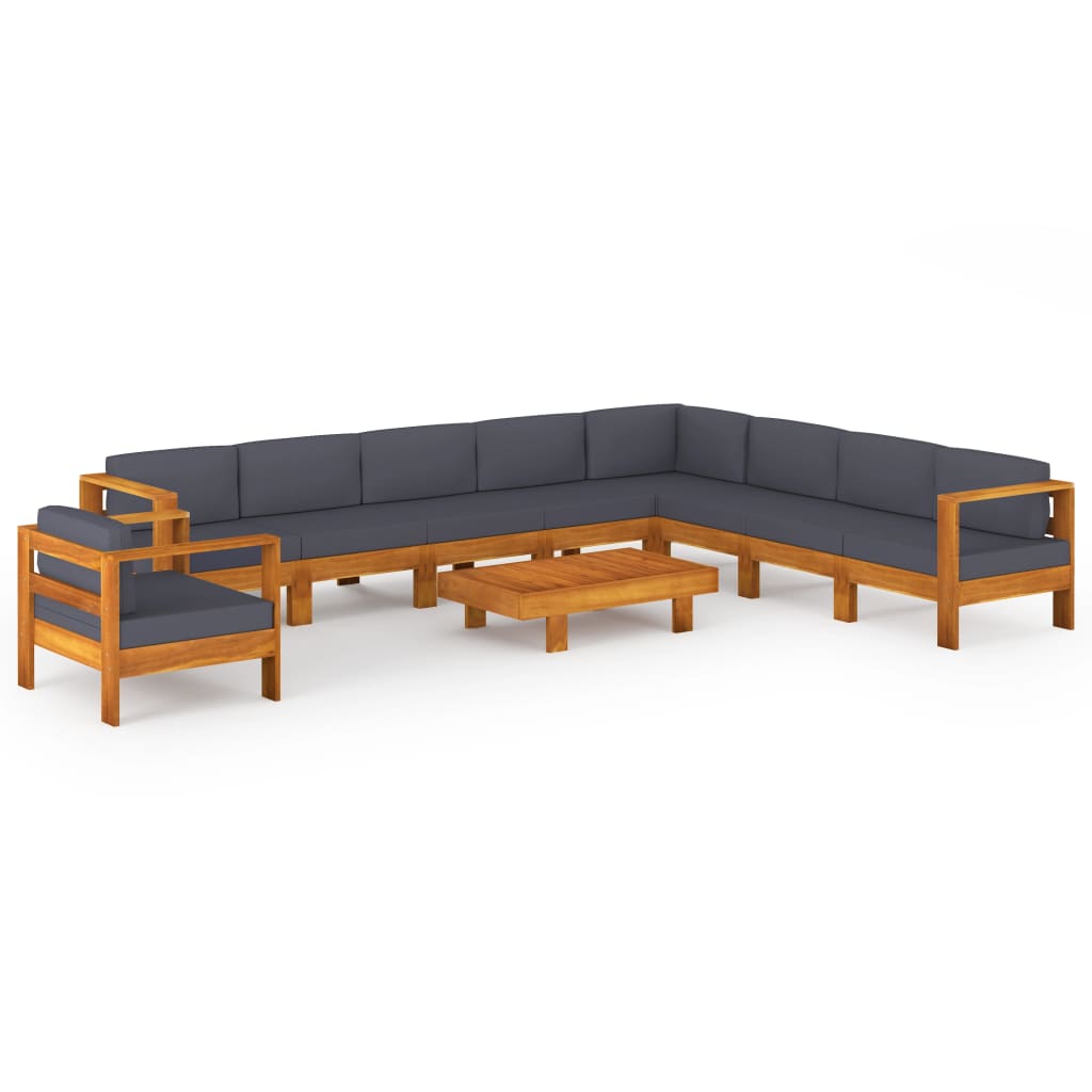 10-tlg. Garten-Lounge-Set mit Dunkelgrauen Auflagen Akazienholz - Premium Gartenmöbel-Sets - Just €1618.83! Shop now at homesales4u