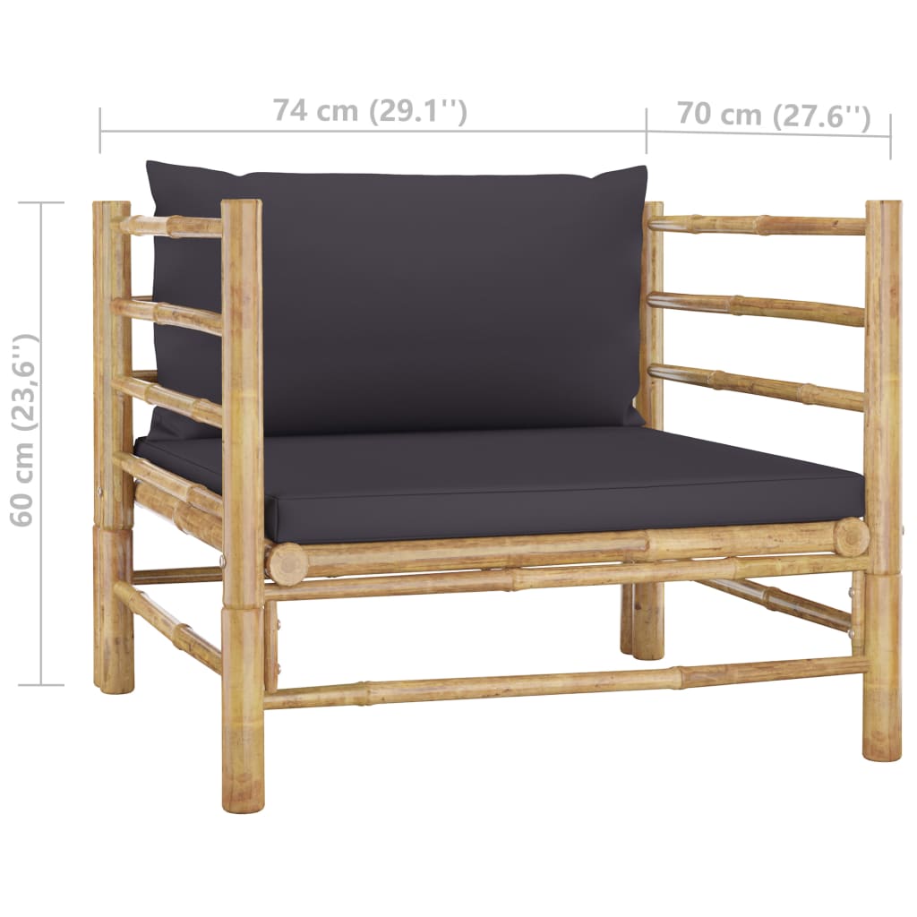 7-tlg. Garten-Lounge-Set mit Dunkelgrauen Kissen Bambus - Premium Gartenmöbel-Sets - Just €847.49! Shop now at homesales4u