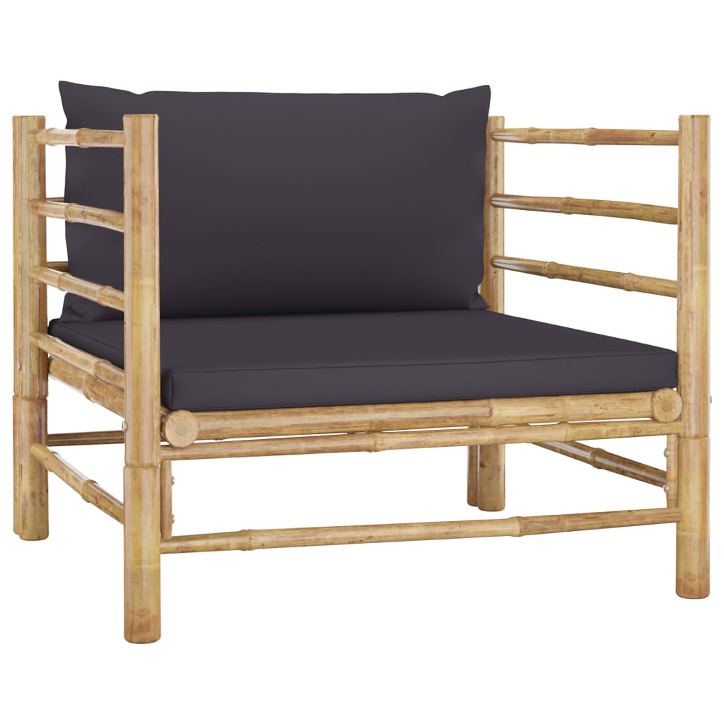 7-tlg. Garten-Lounge-Set mit Dunkelgrauen Kissen Bambus - Premium Gartenmöbel-Sets - Just €847.49! Shop now at homesales4u