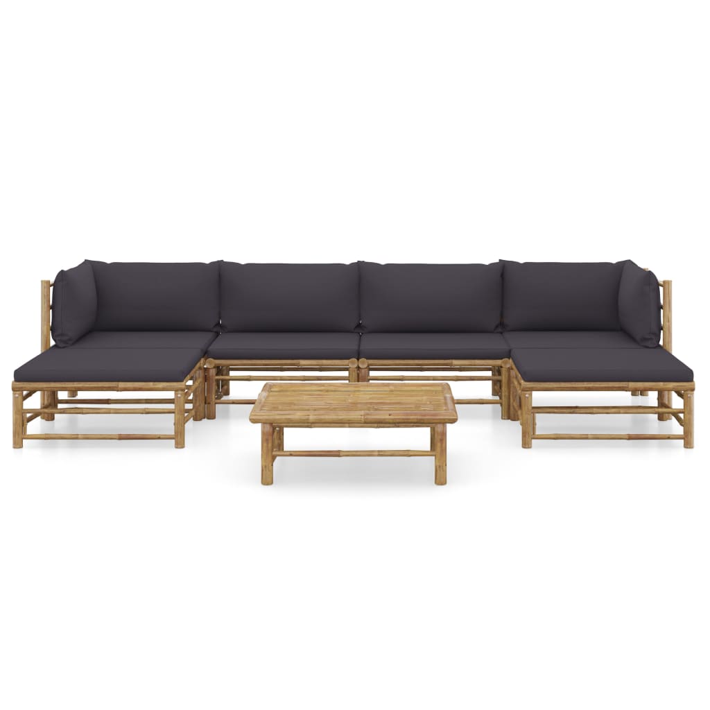 7-tlg. Garten-Lounge-Set mit Dunkelgrauen Kissen Bambus - Premium Gartenmöbel-Sets - Just €776.14! Shop now at homesales4u