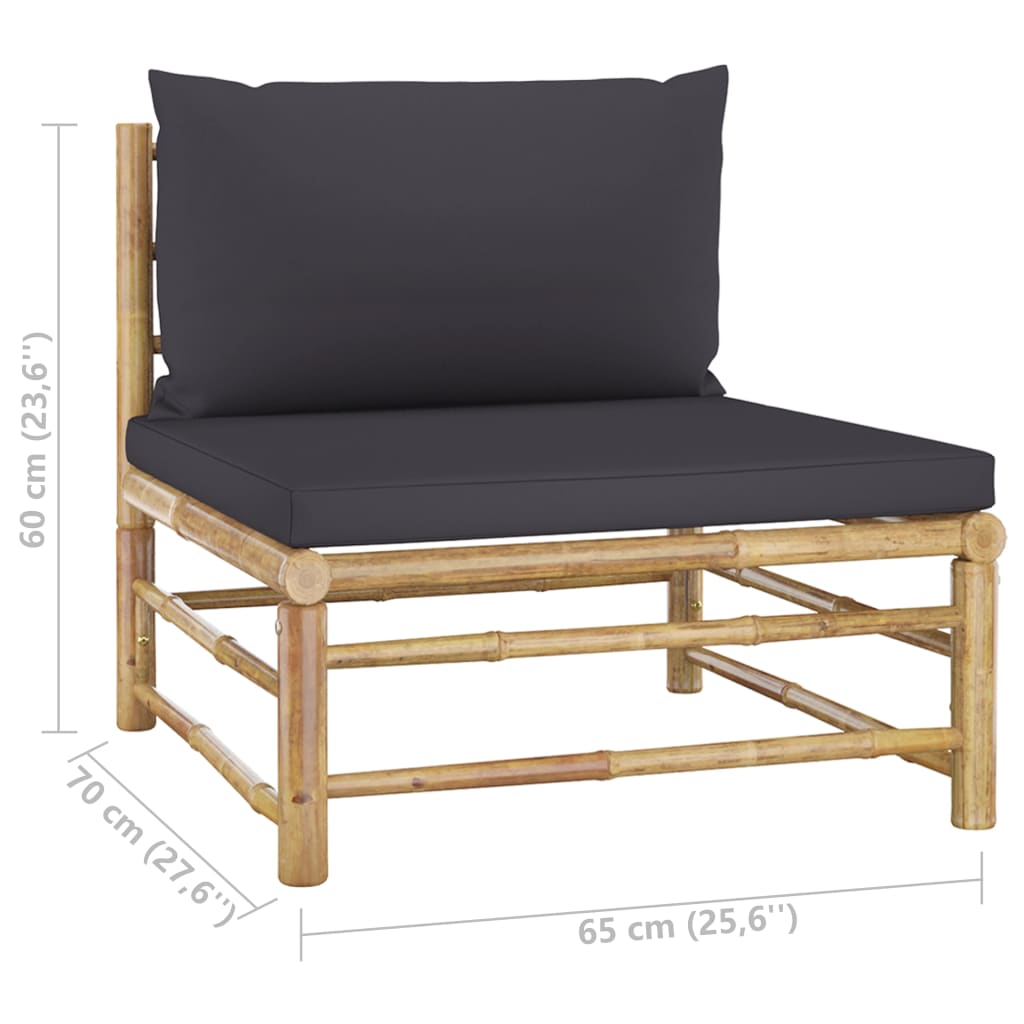 5-tlg. Garten-Lounge-Set mit Dunkelgrauen Kissen Bambus - Premium Gartenmöbel-Sets - Just €616.95! Shop now at homesales4u
