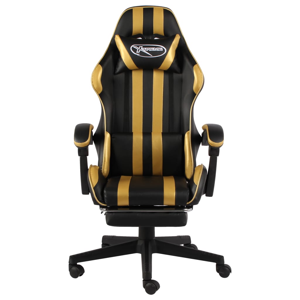 Gaming-Stuhl mit Fußstütze Schwarz und Golden Kunstleder - Premium Bürostühle - Just €147.58! Shop now at homesales4u