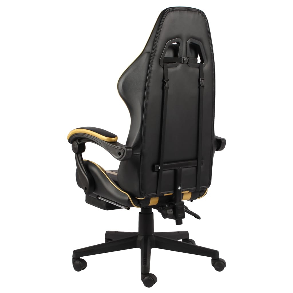 Gaming-Stuhl mit Fußstütze Schwarz und Golden Kunstleder - Premium Bürostühle - Just €147.58! Shop now at homesales4u