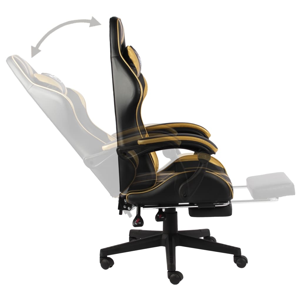 Gaming-Stuhl mit Fußstütze Schwarz und Golden Kunstleder - Premium Bürostühle - Just €147.58! Shop now at homesales4u