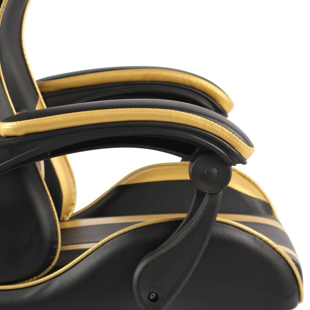 Gaming-Stuhl mit Fußstütze Schwarz und Golden Kunstleder - Premium Bürostühle - Just €147.58! Shop now at homesales4u