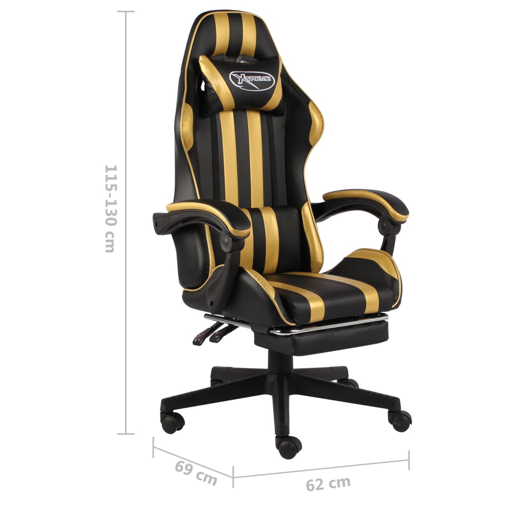 Gaming-Stuhl mit Fußstütze Schwarz und Golden Kunstleder - Premium Bürostühle - Just €147.58! Shop now at homesales4u