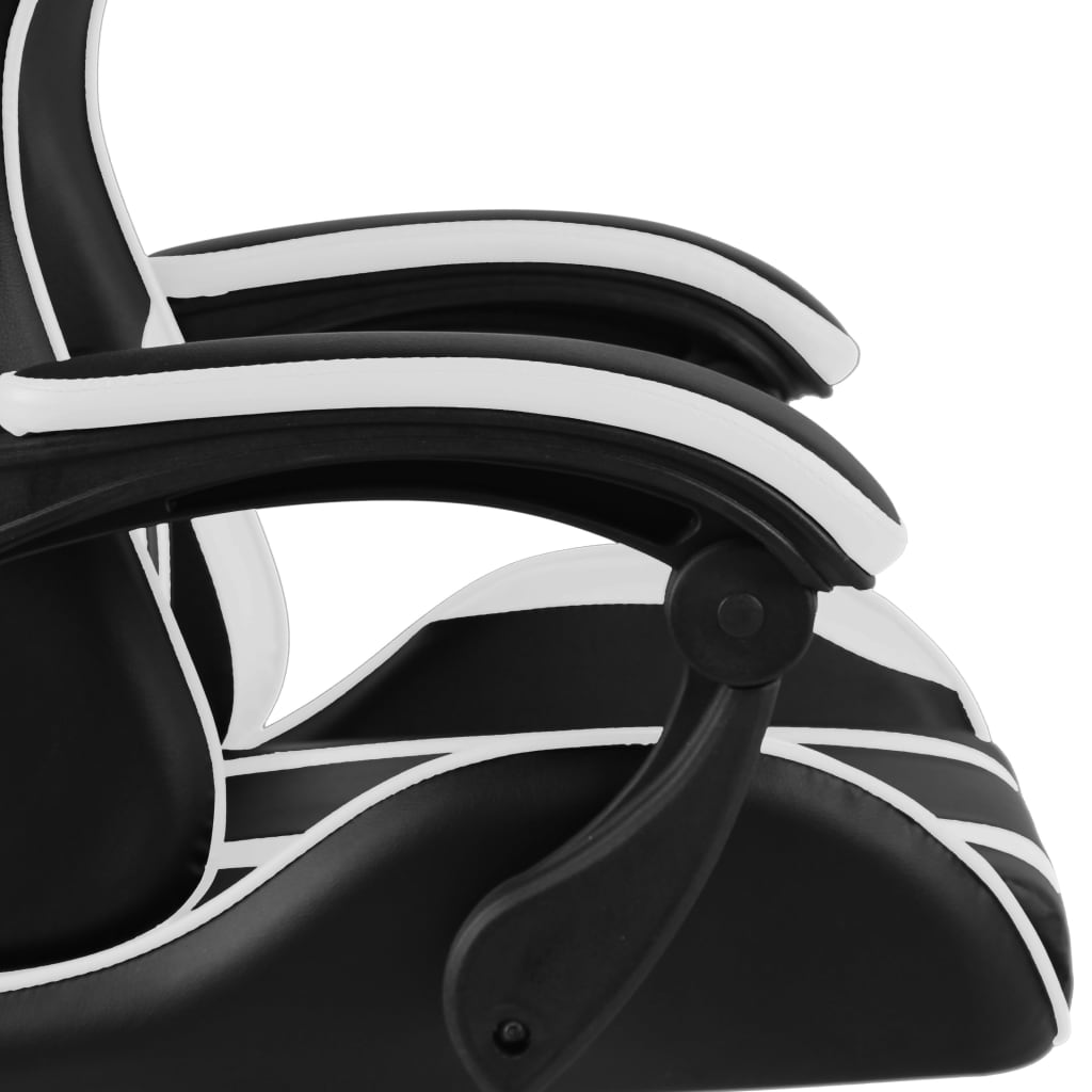 Gaming-Stuhl mit Fußstütze Schwarz und Weiß Kunstleder - Premium Bürostühle - Just €153.02! Shop now at homesales4u