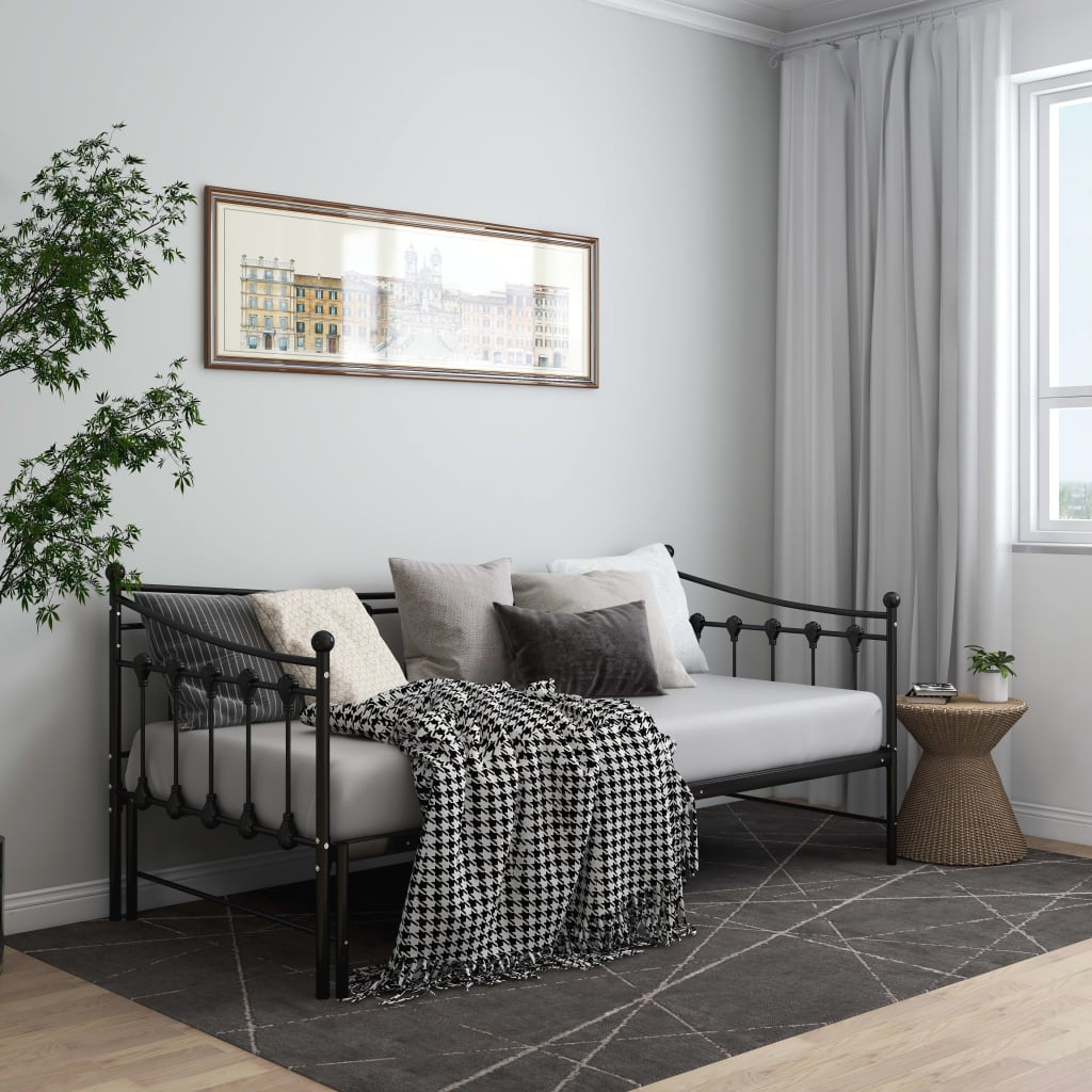 Ausziehsofa Bettgestell Schwarz Metall 90x200 cm - Premium Betten & Bettgestelle - Just €215.64! Shop now at homesales4u
