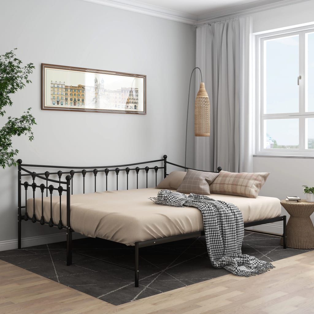 Ausziehsofa Bettgestell Schwarz Metall 90x200 cm - Premium Betten & Bettgestelle - Just €215.64! Shop now at homesales4u