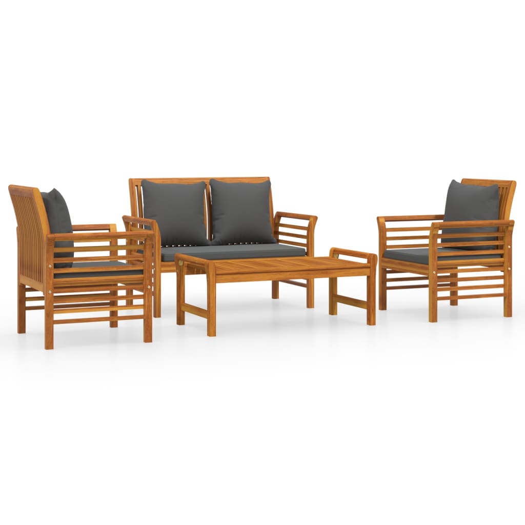 4-tlg. Garten-Lounge-Set mit Kissen Massivholz Akazie - Premium Gartenmöbel-Sets - Just €625.57! Shop now at homesales4u