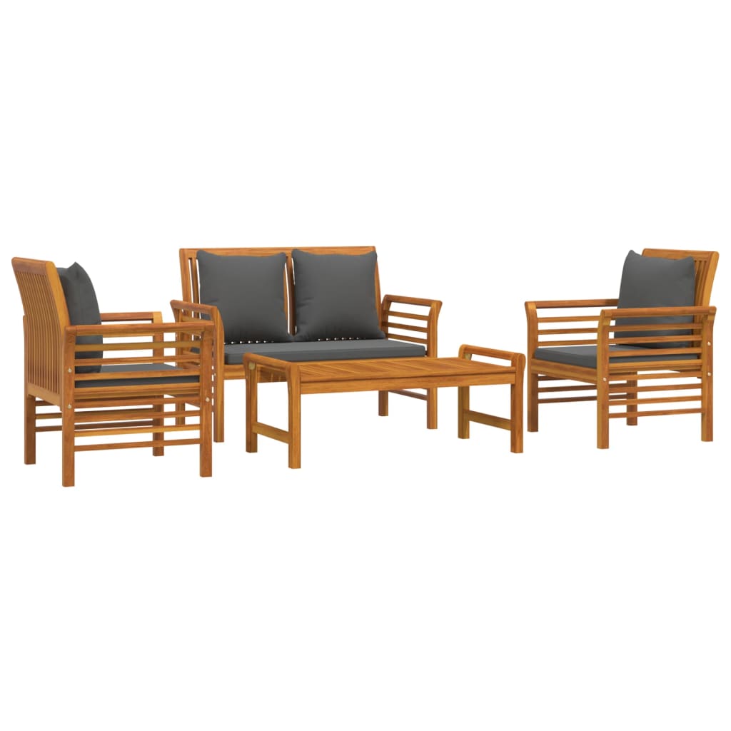 4-tlg. Garten-Lounge-Set mit Kissen Massivholz Akazie - Premium Gartenmöbel-Sets - Just €625.57! Shop now at homesales4u