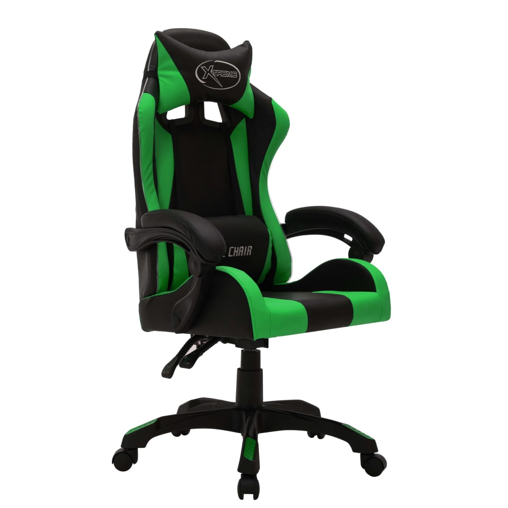 Gaming-Stuhl mit RGB LED-Leuchten Grün und Schwarz Kunstleder - Premium Bürostühle - Just €207.53! Shop now at homesales4u