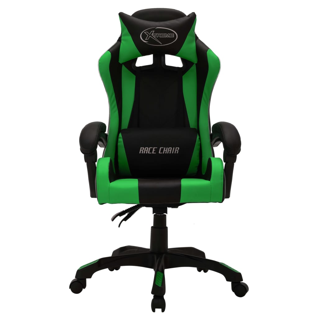 Gaming-Stuhl mit RGB LED-Leuchten Grün und Schwarz Kunstleder - Premium Bürostühle - Just €207.53! Shop now at homesales4u