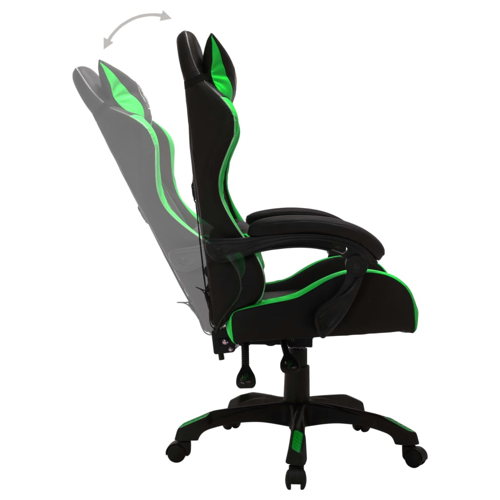 Gaming-Stuhl mit RGB LED-Leuchten Grün und Schwarz Kunstleder - Premium Bürostühle - Just €207.53! Shop now at homesales4u
