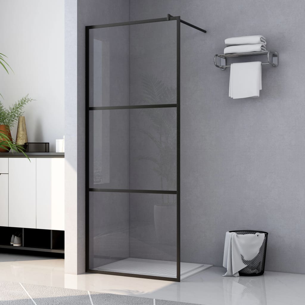 Duschwand für Begehbare Duschen ESG-Klarglas Schwarz 90x195 cm - Premium Duschwände - Just €231.49! Shop now at homesales4u
