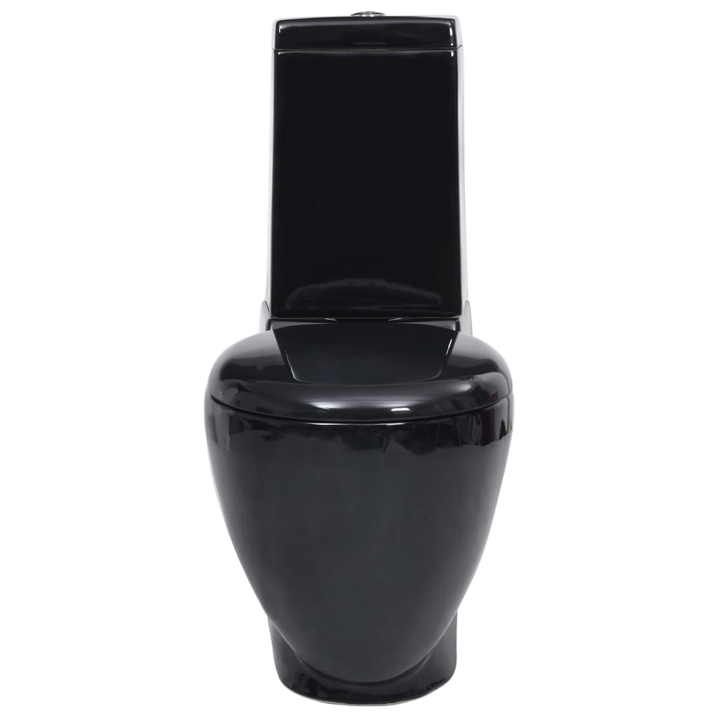 WC Keramik-Toilette Badezimmer Rund Senkrechter Abgang Schwarz - Premium Toiletten - Just €368.08! Shop now at homesales4u