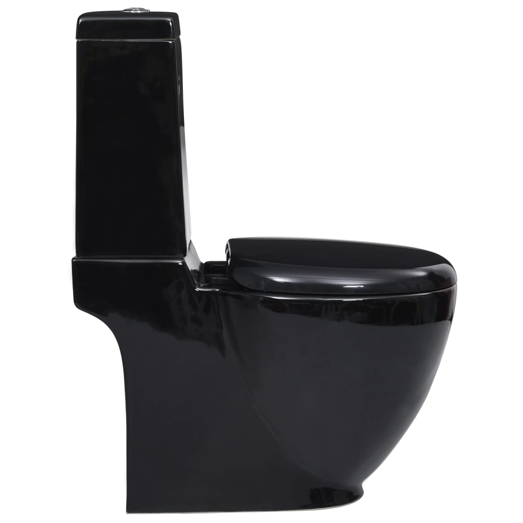 WC Keramik-Toilette Badezimmer Rund Senkrechter Abgang Schwarz - Premium Toiletten - Just €368.08! Shop now at homesales4u