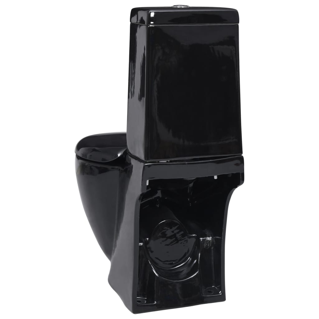 WC Keramik-Toilette Badezimmer Rund Senkrechter Abgang Schwarz - Premium Toiletten - Just €368.08! Shop now at homesales4u