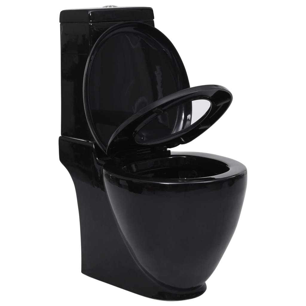 WC Keramik-Toilette Badezimmer Rund Senkrechter Abgang Schwarz - Premium Toiletten - Just €368.08! Shop now at homesales4u