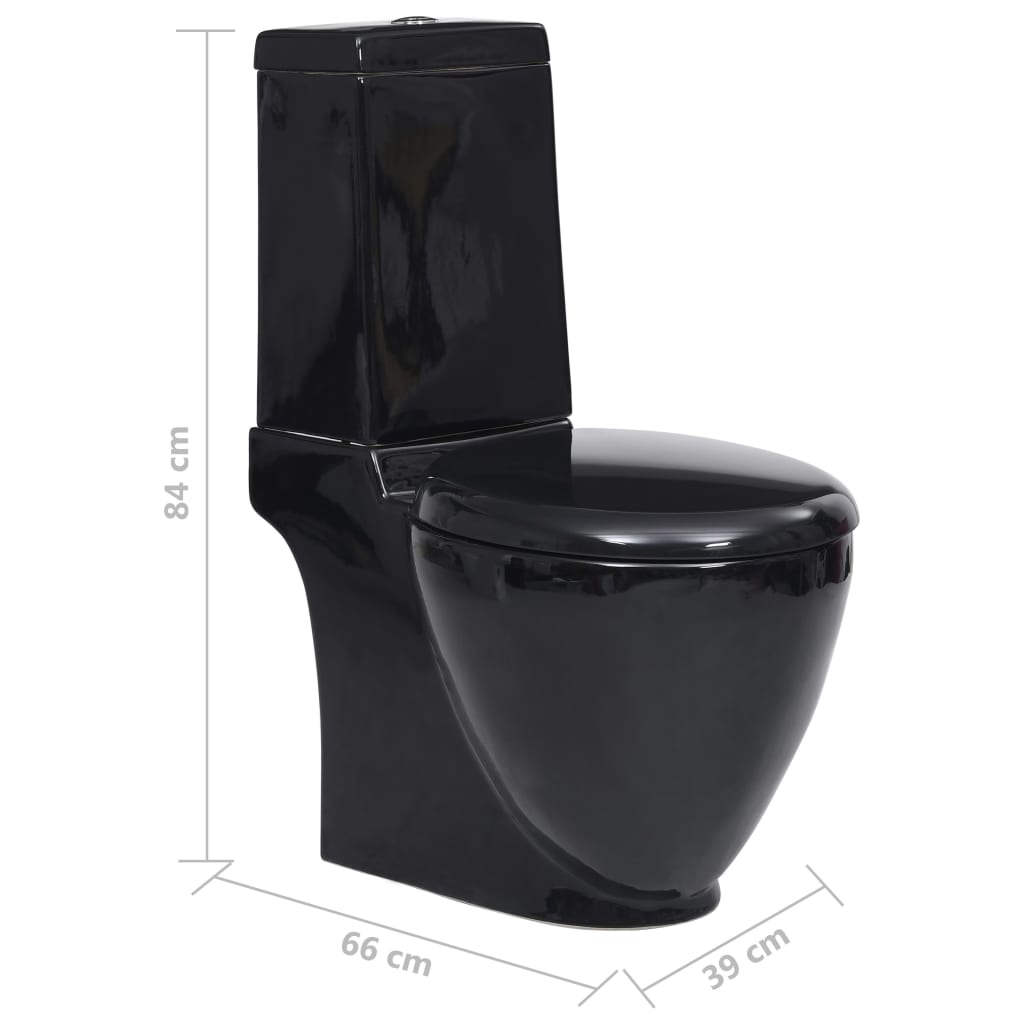 WC Keramik-Toilette Badezimmer Rund Senkrechter Abgang Schwarz - Premium Toiletten - Just €368.08! Shop now at homesales4u
