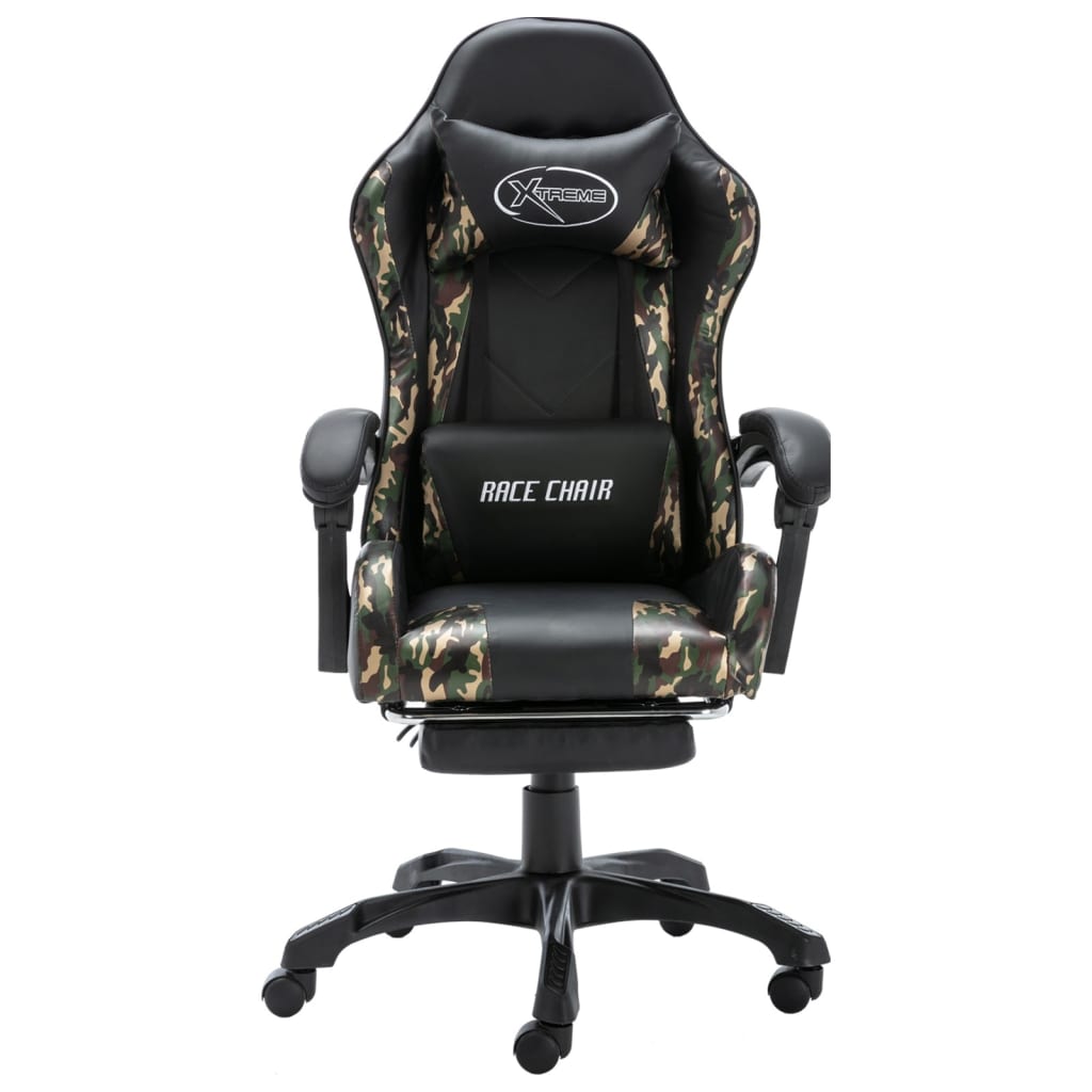 Gaming-Stuhl mit Fußstütze Schwarz und Tarnmuster Kunstleder - Premium Bürostühle - Just €168.71! Shop now at homesales4u