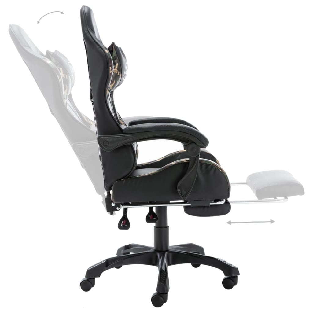Gaming-Stuhl mit Fußstütze Schwarz und Tarnmuster Kunstleder - Premium Bürostühle - Just €168.71! Shop now at homesales4u